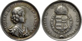 RÖMISCH-DEUTSCHES REICH. Habsburg. Joseph I (1705-1711). Auf seine Krönung zum ungarischen König in Pressburg. Silbermedaille (1687) von G. Hautsch