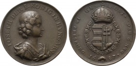 RÖMISCH-DEUTSCHES REICH. Habsburg. Joseph I (1705-1711). Auf seine Krönung zum ungarischen König in Pressburg. Bronzemedaille (1687) von G. Hautsch