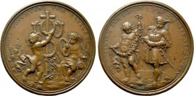 RÖMISCH-DEUTSCHES REICH. Habsburg. Joseph I (1705-1711). Auf seine Krönung zum ungarischen König und die Siege gegen die Türken. Bronzemedaille (1687)...