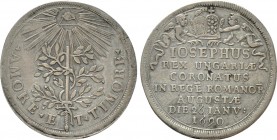 RÖMISCH-DEUTSCHES REICH. Habsburg. Joseph I (1705-1711). Auf seine Krönung zum römisch-deutschen König in Augsburg. Silberjeton (1690) von P. H. Mülle...
