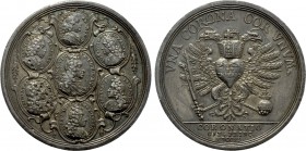 RÖMISCH-DEUTSCHES REICH. Habsburg. Karl VI (1711-1740). Auf seine Krönung zum Römischen Kaiser in Frankfurt. Zinnmedaille (1711) von P.H. Müller