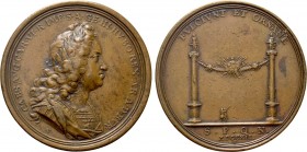 RÖMISCH-DEUTSCHES REICH. Habsburg. Karl VI (1711-1740). Auf den Empfang und die Huldigung in Nürnberg. Kupfermedaille (1712) von G. W. Vestner