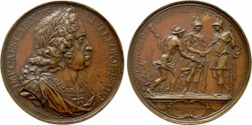 RÖMISCH-DEUTSCHES REICH. Habsburg. Karl VI (1711-1740). Auf den zwischen dem Kaiserreich und Spanien geschlossenen Frieden von Wien. Bronzemedaille (1...