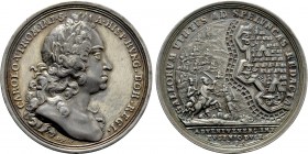 RÖMISCH-DEUTSCHES REICH. Habsburg. Karl VI (1711-1740). Auf den Sieg Prinz Eugens an der Mosel im polnischen Erbfolgekrieg. Silbermedaille (1735) von ...