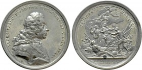 RÖMISCH-DEUTSCHES REICH. Habsburg. Karl VI (1711-1740). Auf das Begräbnis des Prinzen Eugens von Savoyen. Zinnmedaille mit Kupferstift (1736) von G. F...