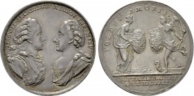 RÖMISCH-DEUTSCHES REICH. Habsburg. Maria Theresia (1740-1780). Auf die Vermählung Erzherzog Leopolds mit Maria Ludovika von Spanien. Silbermedaille (1...