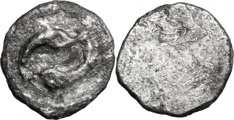 Greek Italy. Etruria, Populonia. AR Diobol, late 4th-early 3rd century BC. D/ Tw...