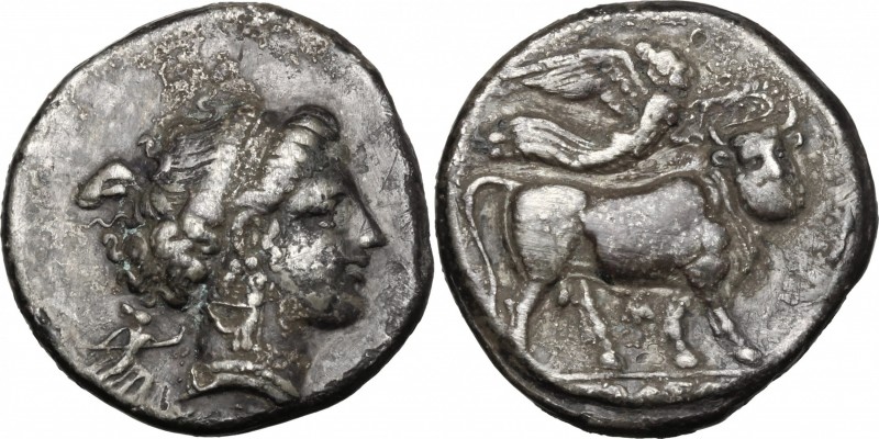 Greek Italy. Central and Southern Campania, Neapolis. AR Stater, 300-275 BC. D/ ...