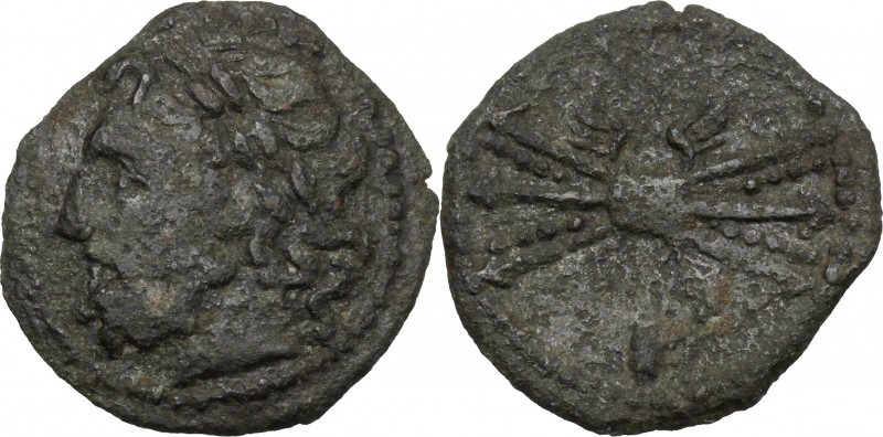 Greek Italy. Bruttium, Vibo Valentia. AE 20 mm, circa 193-150 BC. D/ Laureate he...