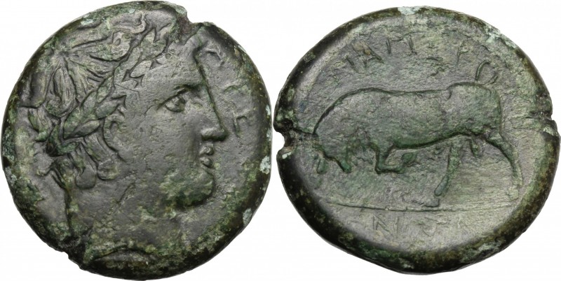 Sicily. Messana. Mamertinoi. AE Quadruple, 288-78 BC. D/ Head of Ares right, lau...