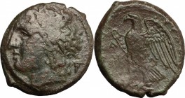 Sicily. Syracuse. Hiketas (287-278 BC). AE 25 mm. D/ Head of Zeus Hellanios left, laureate; boukranion behind. R/ ΣYPAKOΣIΩN. Eagle standing left on t...