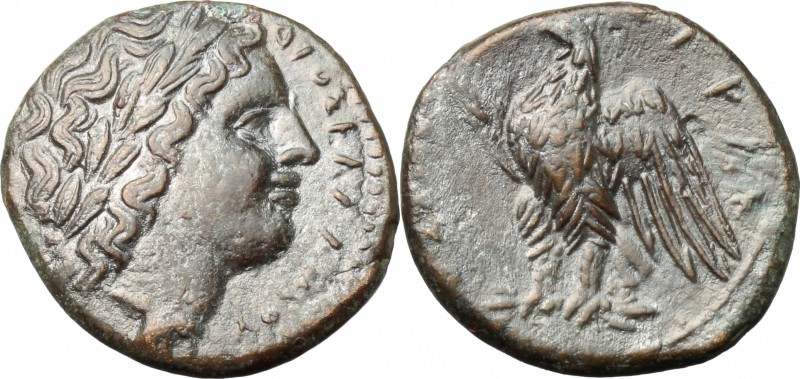 Sicily. Syracuse. Hiketas II (287-278 BC). AE 23 mm. D/ Head of young Zeus Hella...