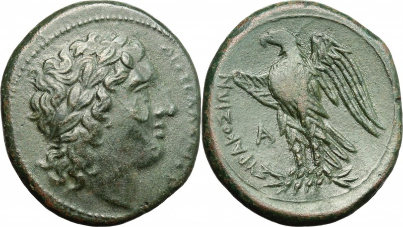 Sicily. Syracuse. Hiketas (287-278 BC). AE 25 mm. D/ Head of Zeus Hellanios righ...