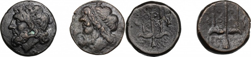 Sicily. Syracuse. Hieron II (274-216 BC). Lot of two (2) AE coins, c. 263-218 BC...