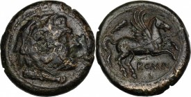 Anonymous. AE Double Bronze, c. 230-226 BC. D/ Head of Hercules right, wearing lion's skin. R/ Pegasus flying right; behind, club. Cr. 27/3. AE. g. 7....