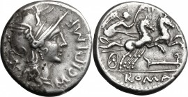 M. Cipius M. f. AR Denarius, 115-114 BC. D/ Head of Roma right, helmeted. R/ Victory in biga right, holding reins and palm-branch. Cr. 289/1. AR. g. 3...