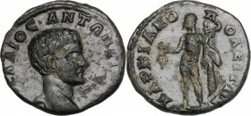 Diadumenian (217-218). AE 19.5 mm. Marcianopolis mint (Moesia Inferior). D/ Bare head right. R/ Sol standing facing, head left, right hand raised, lef...