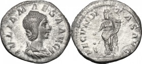 Julia Maesa (died 225 AD). AR Denarius, 218-222. D/ Bust right, draped. R/ Fecunditas standing left, holding right hand over child and in left cornuco...