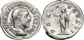 Maximinus I (235-238). AR Denarius. D/ Bust right, laureate, draped, cuirassed. R/ Pax standing left, holding branch and scepter. RIC 12. AR. g. 3.73 ...