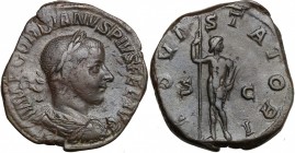 Gordian III (238-244). AE Sestertius, 241-244. D/ Bust right, laureate, draped, cuirassed. R/ Jupiter standing front, head right, holding scepter and ...