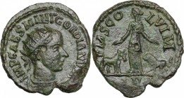 Gordian III (238-244 ). AE 23 mm. Viminacium mint (Moesia Superior). Dated CY 2 (240/241 AD). D/ Radiate, draped and cuirassed bust right. R/ Moesia s...
