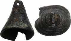 Bronze "tintinnabulum"." Roman period, 1st-3rd century AD." Height 34 mm.