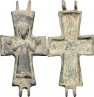 Bronze enkolpion." Byzantine, 9th-11th century AD." 46 x 22 mm.