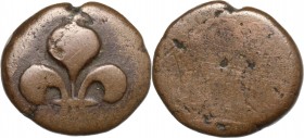 French India. AE Doudou, 1715-1835, Pondicherry mint. KM 35. AE. g. 3.73 mm. 16.50 VF.