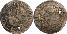 Germany. Charles V (1519-1556). AR Batzen (4 Kreuzer) 1533, Nördlingen mint. Schulten 2423. AR. g. 3.43 mm. 27.00 Holed. VF.