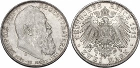 Germany. Luitpold, Prince Regent of Bavaria (1886-1912). AR 2 Mark 1911 D, Munich mint. KM 516. Jaeger 48. AR. g. 11.11 mm. 28.00 UNC.