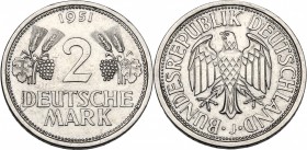 Germany. NI 2 Deutsche Mark 1951 J, Hamburg mint. KM 111. Jaeger 386. NI. g. 7.00 mm. 27.00 About EF.