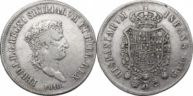 Italy. Ferdinand I of the Two Sicilies (1816-1825). AR Piastra, Naples mint, 1818. Dav. 170. Pagani 85. AR. g. 25.65 mm. 37.00 About VF/VF.
