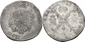 Netherlands. Albert and Isabella (1598-1621). AR Patagon, Spanish Netherlands and Dutch Provincial coinage Hertogdom Brabant / Brussel. Delm. 256. AR....
