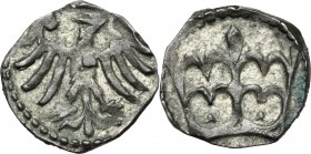 Poland. Wladislaus II Jagiello (1386-1434). AR Denar, Krakow mint. Gumowski 411. AR. g. 0.63 mm. 12.00 About EF.