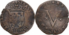 Portugal. Sebastian I (1554-1578). 5 Reis. Gomes-21.07. AE. g. 5.97 mm. 32.00 About VF.