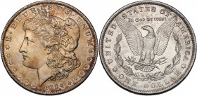 USA. AR Dollar 1884 O, New Orleans mint. KM 110. AR. g. 25.71 mm. 37.50 Nice golden patina UNC.