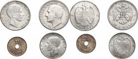 Yugoslavia. Aleksandar I (1929-1934) and Peter II (1934-1945). Lot of 3 AR coins, including: 20 Dinar 1931, 20 Dinar 1938, 50 Dinar 1938, additional o...