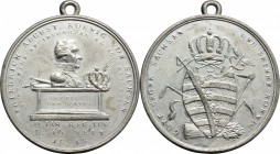 Germany. Friedrich August I (1806-1827). WM Medal, Saxony, 1818. D/ Bust of Friedrich August on podest right; before, ensigns of the king. R/ Coat of ...