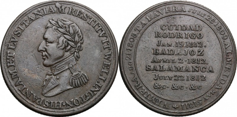 Great Britain. Arthur Wellesley, 1st Duke of Wellington (1769-1852). AE Medal, 1...