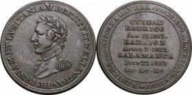 Great Britain. Arthur Wellesley, 1st Duke of Wellington (1769-1852). AE Medal, 1812. D/ Bust left, laureate. R/ Inscription in 8 lines. Julius 2554. B...