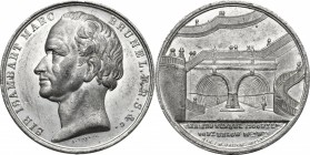 Great Britain. Isambart Marc Brunel, inventor, engineer and architect (1769-1849). Tin Medal, 1842. D/ Head left. R/ View of the twin tunnels. Tin. g....