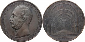 Great Britain. Prince Albert of Saxe-Coburg and Gotha (1819-1861), Prince Consort. AE Medal, 1862. D/ Head left. R/ Interior of the exhibition buildin...