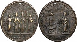 Italy. AE Medal, Assisi mint, 1797. D/ St. Rufus kneeling left before the Virgin Mary, standing on crescent and cloud, star-nimbate; below her, urn fr...