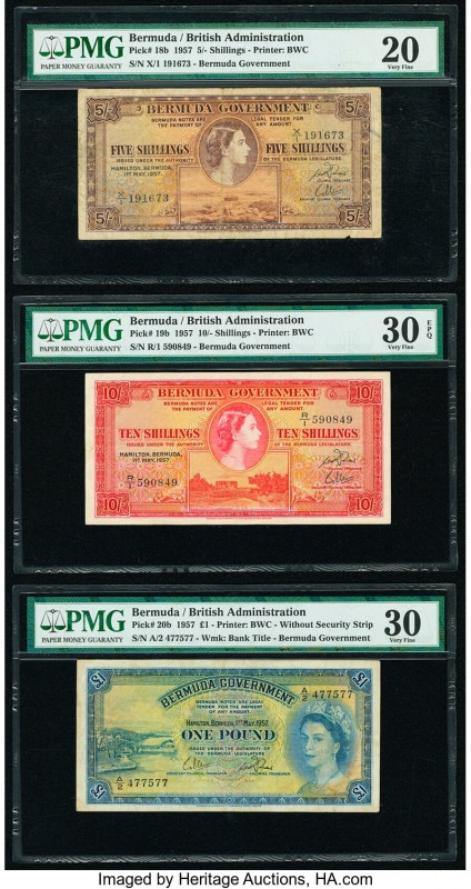 Bermuda Bermuda Government 5; 10 Shillings; 1 Pound 1.5.1957 Pick 18b; 19b; 20b ...