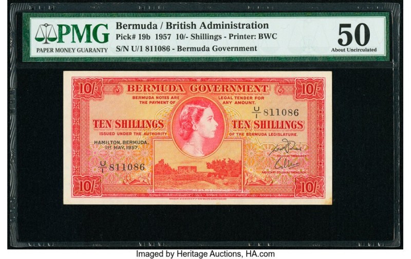 Bermuda Bermuda Government 10 Shillings 1.5.1957 Pick 19b PMG About Uncirculated...