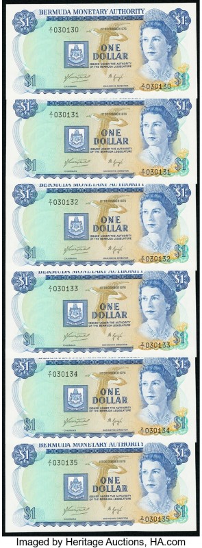 Bermuda Monetary Authority 1 Dollar 1.12.1976 Pick 28a* Six Consecutive Replacem...
