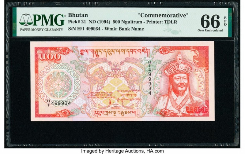Bhutan Royal Monetary Authority 500 Ngultrum ND (1994) Pick 21 Commemorative PMG...