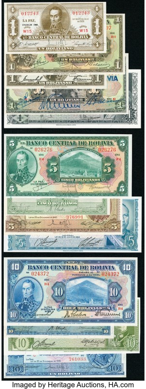 Bolivia Group lot of 45 Examples Very Fine-Crisp Uncirculated. Pinholes are seen...
