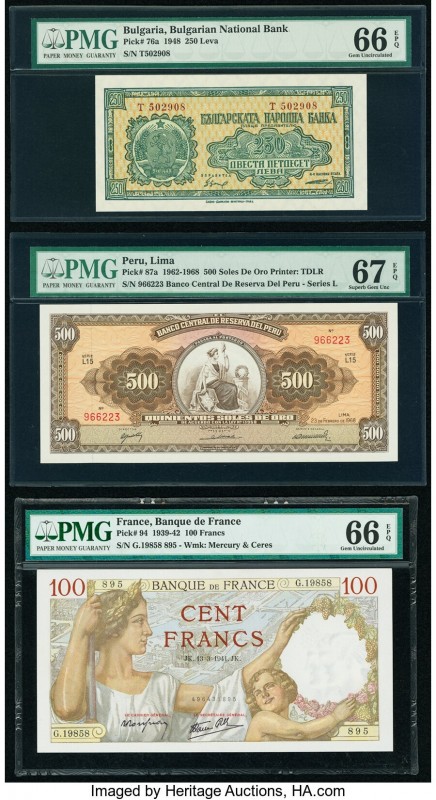 Bulgaria Bulgaria National Bank 250 Leva 1948 Pick 76a PMG Gem Uncirculated 66 E...