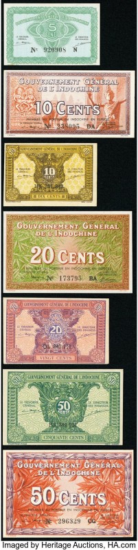 French Indochina Group Lot of 7 Examples Extremely Fine-Crisp Uncirculated. Poss...